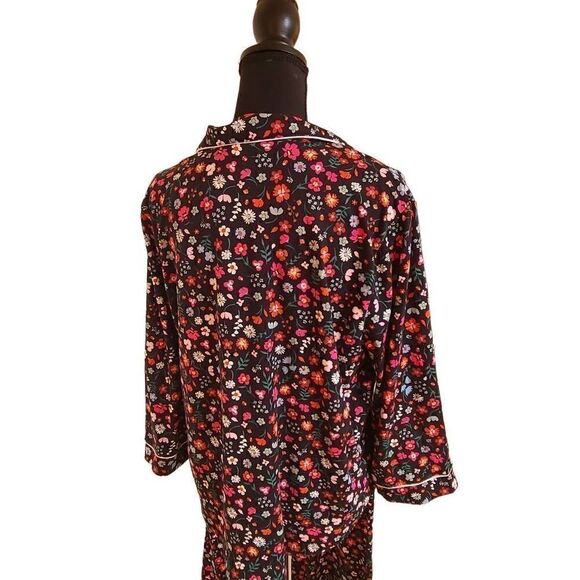 Kate Spade New York Black Mixed Floral Print Pajama Set Medium - Picture 3 of 14